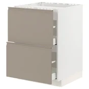 METOD / MAXIMERA Pod.elem.grej.ploca/2front/2fiok, bela/Upplöv tamnobež, mat, 60x60 cm