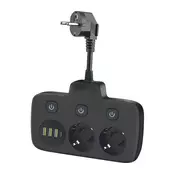 Razdelnik uticnica sa prekidacem LINEA 2x230 V + 4x USB A/C SCHUKO crna