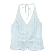 Pull&Bear Top pastelno modra/svetlo modra/off-bela