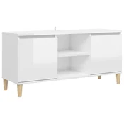 TV ormaric s drvenim nogama sjajni bijeli 103,5x35x50 cm