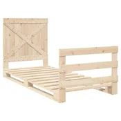 Vidaxl Posteljni okvir z vzglavjem 90x200 cm trdna borovina