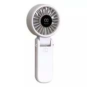 Mini ročni ventilator Techsuit A10 z LED prikazovalnikom, USB-C polnjenjem, 100 hitrostmi, 5400RPM - bel