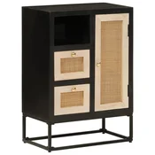 Vidaxl Komoda črna 55x30x76 cm trden mangov les in železo