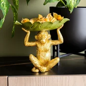 KARE Okrasna skleda Banana Leaf, zlata/zelena, ročno poslikana - Dnevna soba/jedilnica - Dizajn - zlata, zelena - Plastika