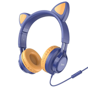 Hoco W36 slušalke z mačjimi ušesi 3.5mm mini jack, temnomodro