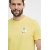 Pamucna majica HUGO za muškarce, boja: žuta, s tiskom