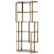 Casa Padrino luxury shelf cabinet brass/black/gray 115 x 37 x H. 240 cm - Curved metal cabinet with 6 glass shelves - Luxury living room furniture - Hotel furniture - Luxury quality