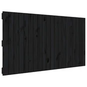 Vidaxl Stensko posteljno vzglavje črno 127,5x3x60 cm trdna borovina