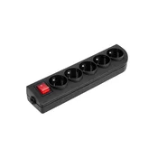 Elgotech Omrežna vtičnica 5x 230V črna s stikalom GN-50W-2