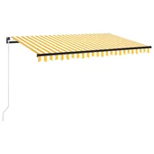 Vidaxl Ročno zložljiva tenda 450x350 cm rumena in bela