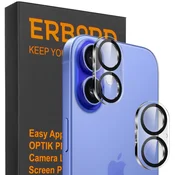 Overboard Zaščitno steklo za kamero za iPhone 16/16 Plus, prozorno s črnimi robovi