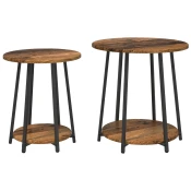 Set pomocnih stolica s policom 2 pcs Stari drvo i crna