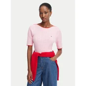 Tommy Hilfiger Pulover Fine Gg Cable Boat WW0WW50103 Svetlo rožnata Regular Fit