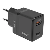 LINQ LinQ, Omrežni polnilec USBC 33W + USB 18W Compact, Črna, (5000213673)