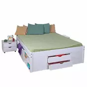 eoshop Multifunkcionalna zakonska postelja KLASA 160x200 cm, bel lak, masiven bor