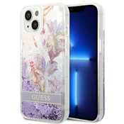 Guess Ovitek Guess GUHCP14MLFLSU iPhone 14 Plus 6.7 Flower Liquid Glitter vijoličen