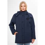 River Club Womens Navy Blue Camouflage Hooded Water And Windproof Winter Coat & Parka