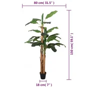 Vidaxl Umetni bananovec 18 listov 150 cm zelen