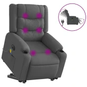 MAISON CHIC Električni masažni naslanjač - Relax naslanjač s funkcijo vstajanja temno siv, (22062116)