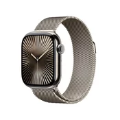 Apple Watch Series 10: GPS + Cellular, 42 mm, ohišje iz titana v naravni barvi, pašček Milanese Loop v naravni barvi