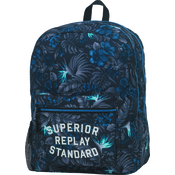 Školski ruksak Replay - Plava s cvjetićima, sa dva pretinca