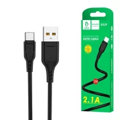 Kabel USB-C 2.1A 2100mAh 2m črn
