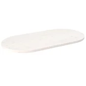 Vidaxl Mizna plošča bela 110x55x2,5 cm trdna borovina ovalna