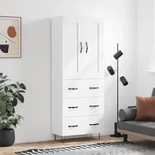 Vidaxl Visoka omara bela 69,5x34x180 cm inženirski les
