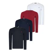 QUADRUPLE SET T8587 DEWBERRY V-NECK MENS SWEATSHIRT-BLACK-NAVY-WHITE-BURGUNDY