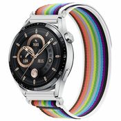 BStrap Velcro Nylon pašček za Xiaomi Watch S1 Active, white rainbow