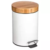 FIVE KANTA ZA SMEĆE NATUREO 3L NA PEDALU, METAL/BAMBOU, BIJELA
