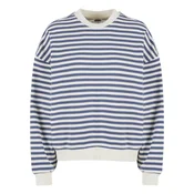 Womens Oversized Striped Sweatshirt - Cream/Vintage Blue