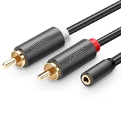 Ugreen AV102 avdio kabel 3.5mm mini jack/2RCA F/M 25cm, siva