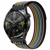 BStrap Velcro Nylon pašček za Garmin Venu 2, black rainbow