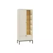 Polica Verciro 105 Zatvorena, S ladicama, S vratima, Medijapan, Melaminska iverica, Staklo, 184x76x40cm, Kašmir