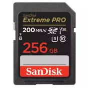 Spominska kartica SanDisk Extreme Pro 256GB SDXC UHS-I U3 V30 (200/140 MB/s) (SDSDXXD-256G-GN4IN)