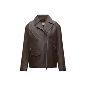 Jakna Calvin Klein Jeans Faux Leather Moto Brown Cork XS