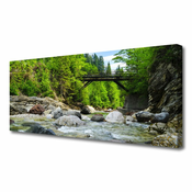 tulup.si Slika na platnu Leseni most v gozdu 125x50 cm