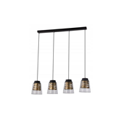 Fresno Pendant Black 4X60W E27 Colorless Lampshade