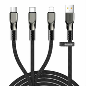 Joyroom 3in1 kabel USB - Lightning/Lightning/USB-C 3.5A 1.3m, črna