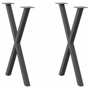 Noge za blagovaonski stol u obliku slova X, 2 kom, antracit, 50 x (72-73) cm, celik