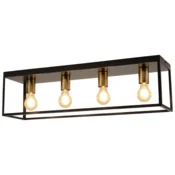 Industrijska stropna svetilka Vintage, 4 luči, E27, 60W, mat črna, kovinska, 72x18x20 cm, loft slog, dnevna soba, kuhinja, spalnica, vzdržljiva, dekorativna, hitra montaža