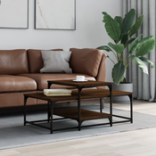 vidaXL Klubska mizica rjavi hrast 102x60x45 cm inženirski les