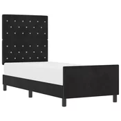 vidaXL Postelja z vzmetnico z vzglavjem Črna 80 x 200 cm Žamet
