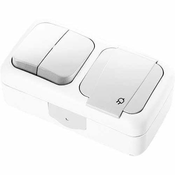 Panasonic Stikalo serijsko + schuko vtičnica PALMIYE nadometno horizontalno IP54 belo