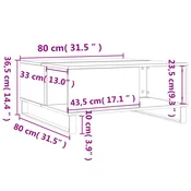 Vidaxl Klubska mizica dimljeni hrast 80x80x36,5 cm inženirski les
