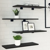 vidaXL Črna hrastova knjižna polica - Set 4, 60x20x1.5 cm, iz umetnega lesa