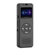 KJB Mini digitalni diktafon s predvajanjem MP3 in radiem FM, črn