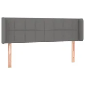 Vidaxl Vzglavje z ušesi temno sivo 147x16x78/88 cm blago