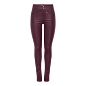Only Ženske pantalone Arden, Kožne, Uski kroj, Bordo